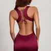 Orsola Minikleid mit U-Ausschnitt und Schnürung am Rücken in Weinrot Orsola Minikleid mit U-Ausschnitt und Schnürung am Rücken in Weinrot