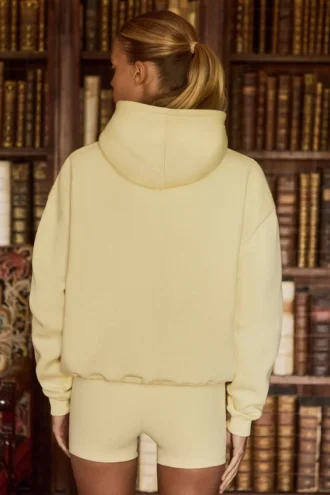 Oversize-Hoodie mit Stickerei in Soft Yellow