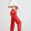 Oversize-Jogginghose aus gebürstetem Jersey in Rot Oversize-Jogginghose aus gebürstetem Jersey in Rot