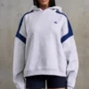 Oversize-Kapuzenpullover aus Baumwollfleece in Melange-Grau Oversize-Kapuzenpullover aus Baumwollfleece in Melange-Grau