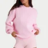 Oversize-Pullover aus geripptem Strick in Hellrosa Oversize-Pullover aus geripptem Strick in Hellrosa