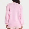 Oversize-Pullover aus geripptem Strick in Hellrosa Oversize-Pullover aus geripptem Strick in Hellrosa