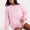 Oversize-Pullover aus geripptem Strick in Hellrosa Oversize-Pullover aus geripptem Strick in Hellrosa