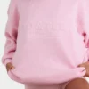 Oversize-Pullover aus geripptem Strick in Hellrosa Oversize-Pullover aus geripptem Strick in Hellrosa