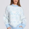 Oversize-Pullover aus Jacquard-Strick in Powder Blue Oversize-Pullover aus Jacquard-Strick in Powder Blue
