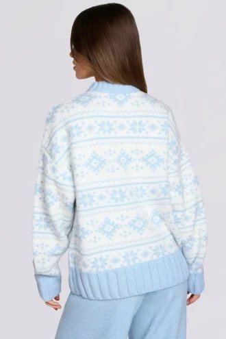 Oversize-Pullover aus Jacquard-Strick in Powder Blue