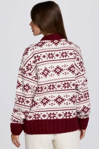 Oversize-Pullover aus Jacquard-Strick in Purpurrot