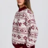 Oversize-Pullover aus Jacquard-Strick in Purpurrot Oversize-Pullover aus Jacquard-Strick in Purpurrot