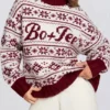 Oversize-Pullover aus Jacquard-Strick in Purpurrot Oversize-Pullover aus Jacquard-Strick in Purpurrot
