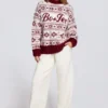 Oversize-Pullover aus Jacquard-Strick in Purpurrot Oversize-Pullover aus Jacquard-Strick in Purpurrot