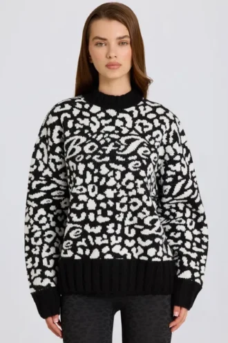 Oversize-Pullover aus Jacquard-Strick in Schwarz