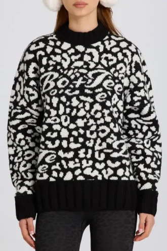 Oversize-Pullover aus Jacquard-Strick in Schwarz
