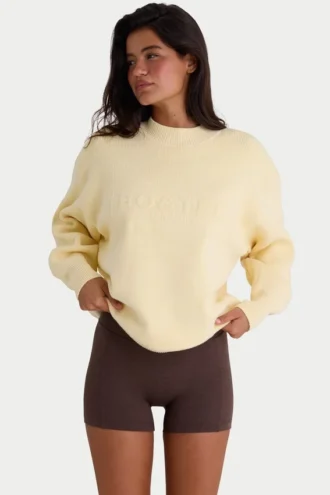 Oversize-Pullover aus Rippstrick in Lemon