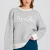 Oversize-Pullover mit gestricktem Logo in Ice Oversize-Pullover mit gestricktem Logo in Ice