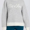 Oversize-Pullover mit gestricktem Logo in Ice Oversize-Pullover mit gestricktem Logo in Ice