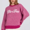 Oversize-Pullover mit gestricktem Logo in Magenta-Pink Oversize-Pullover mit gestricktem Logo in Magenta-Pink