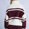 Oversize-Strickpullover mit Rollkragen in Burgunderrot Oversize-Strickpullover mit Rollkragen in Burgunderrot