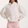 Oversized-Hoodie mit Applikation in Elfenbein mit Polka-Dots Oversized-Hoodie mit Applikation in Elfenbein mit Polka-Dots