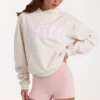 Oversized-Hoodie mit Applikation in Elfenbein mit Polka-Dots Oversized-Hoodie mit Applikation in Elfenbein mit Polka-Dots
