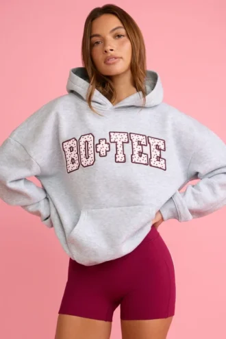 Oversized-Hoodie mit Applikation in Grau