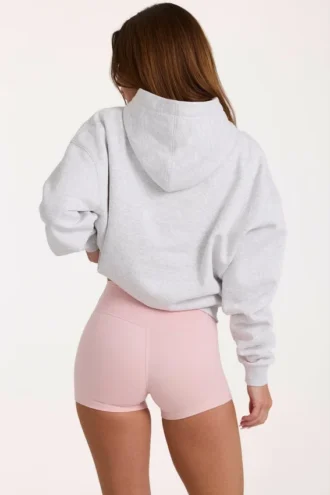 Oversized-Hoodie mit Applikation in Grau meliert