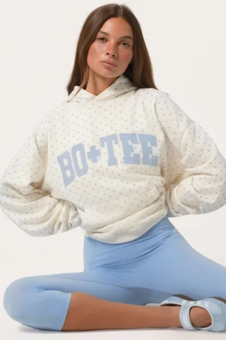 Oversized-Hoodie mit Applikation in Milch mit Polka-Dots