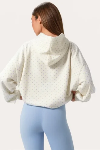 Oversized-Hoodie mit Applikation in Milch mit Polka-Dots