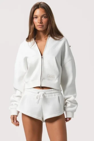 Oversized-Hoodie mit Reißverschluss in Milk