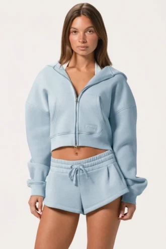 Oversized-Hoodie mit Reißverschluss in Powder Blue