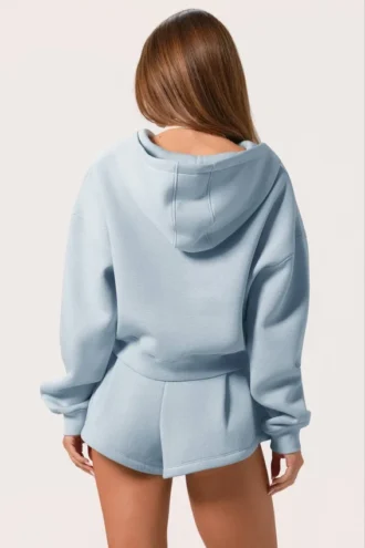 Oversized-Hoodie mit Reißverschluss in Powder Blue