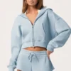 Oversized-Hoodie mit Reißverschluss in Powder Blue Oversized-Hoodie mit Reißverschluss in Powder Blue