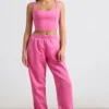 Oversized-Jogginghose aus gebürstetem Jersey in Pink Oversized-Jogginghose aus gebürstetem Jersey in Pink