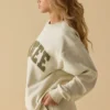 Oversized-Sweatshirt mit Rundhalsausschnitt in Beige