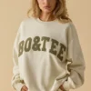 Oversized-Sweatshirt mit Rundhalsausschnitt in Beige
