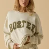 Oversized-Sweatshirt mit Rundhalsausschnitt in Beige