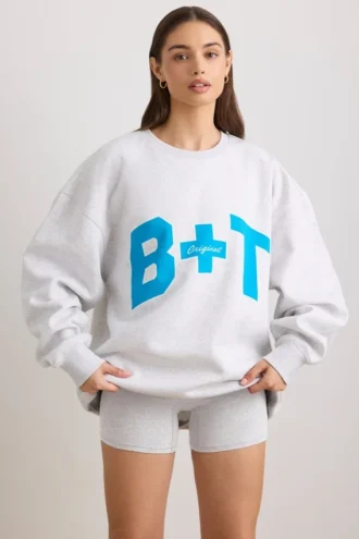 Oversized-Sweatshirt mit Rundhalsausschnitt in Grau meliert