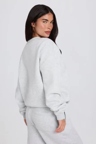 Oversized-Sweatshirt mit Rundhalsausschnitt in Grau meliert