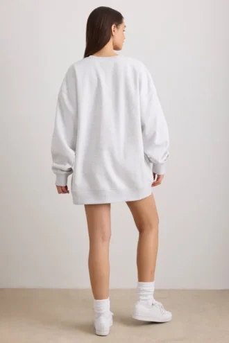 Oversized-Sweatshirt mit Rundhalsausschnitt in Grau meliert