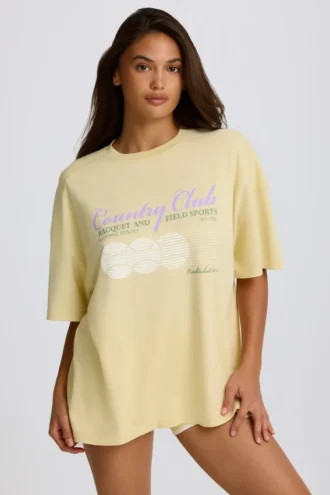 Oversized-T-Shirt mit Grafikprint in Lemon