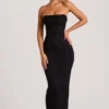 Palermo Maxikleid mit Bandeau-Ausschnitt und Wasserfallkragen, verziert, in Schwarz Palermo Maxikleid mit Bandeau-Ausschnitt und Wasserfallkragen, verziert, in Schwarz