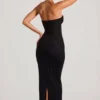 Palermo Maxikleid mit Bandeau-Ausschnitt und Wasserfallkragen, verziert, in Schwarz Palermo Maxikleid mit Bandeau-Ausschnitt und Wasserfallkragen, verziert, in Schwarz