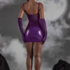Pandora Cut-Out-Vinyl-Korsett-Minikleid in Lila Pandora Cut-Out-Vinyl-Korsett-Minikleid in Lila