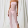 Papeete gerafftes Bandeau-Midi-Kleid in zartem Rosa Papeete gerafftes Bandeau-Midi-Kleid in zartem Rosa