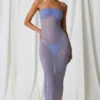 Papeete Midi-Kleid mit Rüschen und Bandeau-Ausschnitt in Lavendel-Lila Papeete Midi-Kleid mit Rüschen und Bandeau-Ausschnitt in Lavendel-Lila