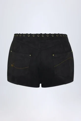 Parva Schnür-Shorts mit mittlerer Leibhöhe in Schwarz