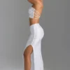 Pelagia verzierter Maxirock mit V-Taille und Beinschlitz in Weiß Pelagia verzierter Maxirock mit V-Taille und Beinschlitz in Weiß