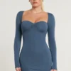 Perrie Langarm-Minikleid aus gerafftem Modal-Kaschmir-Mix in French Navy Perrie Langarm-Minikleid aus gerafftem Modal-Kaschmir-Mix in French Navy