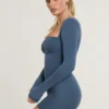 Perrie Langarm-Minikleid aus gerafftem Modal-Kaschmir-Mix in French Navy Perrie Langarm-Minikleid aus gerafftem Modal-Kaschmir-Mix in French Navy