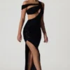 Persephone – Verziertes, asymmetrisches Cut-Out-Kleid in Schwarz Persephone – Verziertes, asymmetrisches Cut-Out-Kleid in Schwarz