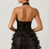 Petalia Minikleid mit Rüschen und Neckholder in Schwarz Petalia Minikleid mit Rüschen und Neckholder in Schwarz
